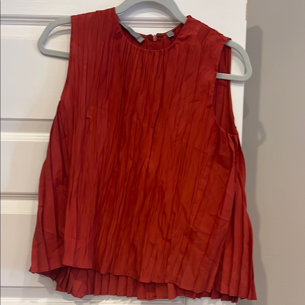 Vince Pleated Red Blouse
